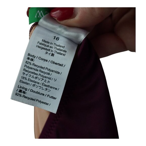 NWT Women's Purple Ruched One-shoulder One-piece Sz 16 - Picture 7 of 10